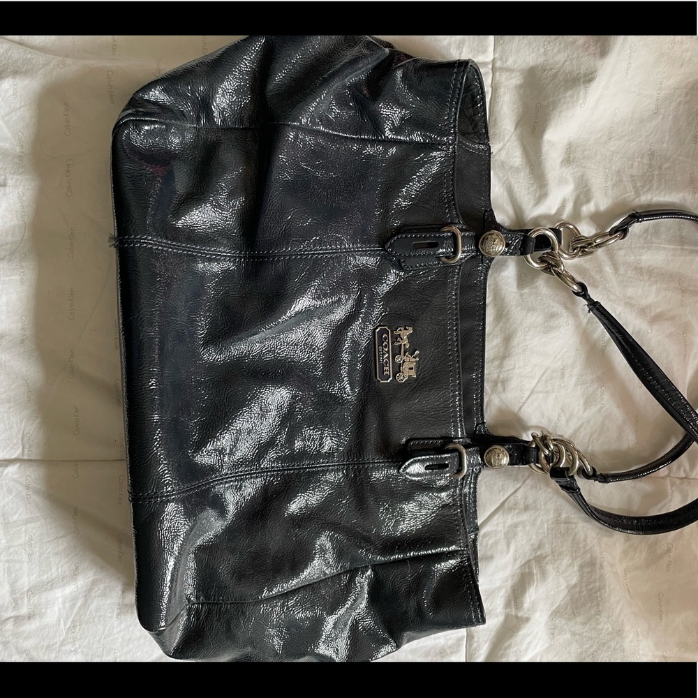 Blue pleather coach bag
